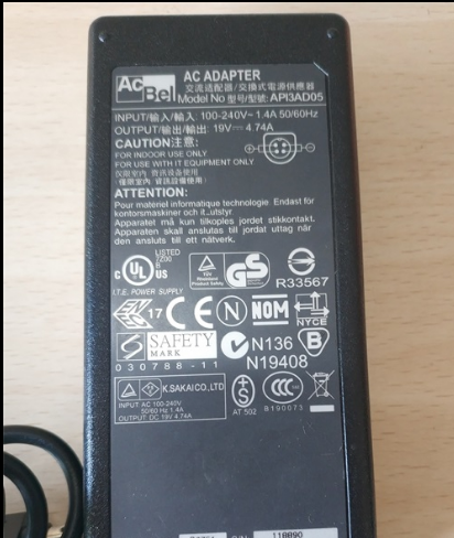 NEW AcBel AP13AD05 19V 4.74A AC Power Adapter - Click Image to Close